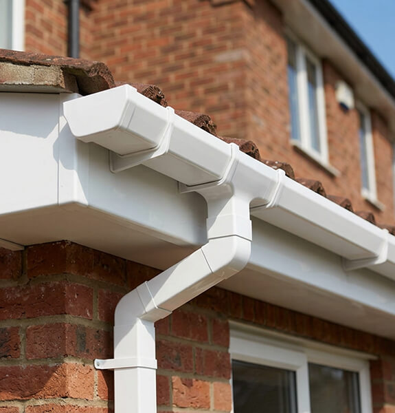 New white uPVC guttering and fascias fitted on a Hastings home